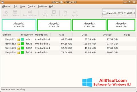 Screenshot GParted untuk Windows 8.1