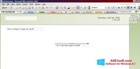 Screenshot Microsoft OneNote untuk Windows 8.1
