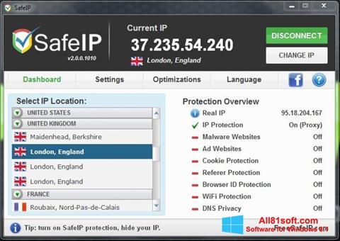 Screenshot SafeIP untuk Windows 8.1