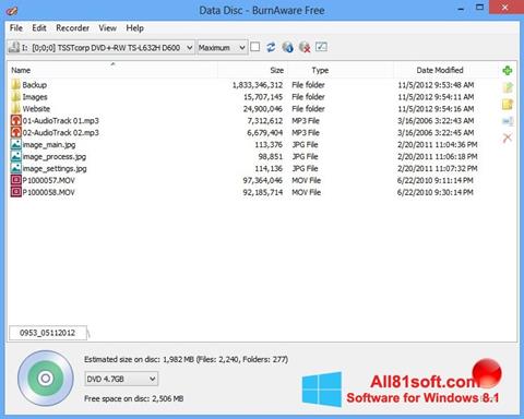 Screenshot BurnAware Free untuk Windows 8.1