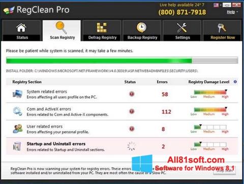 Screenshot RegClean Pro untuk Windows 8.1