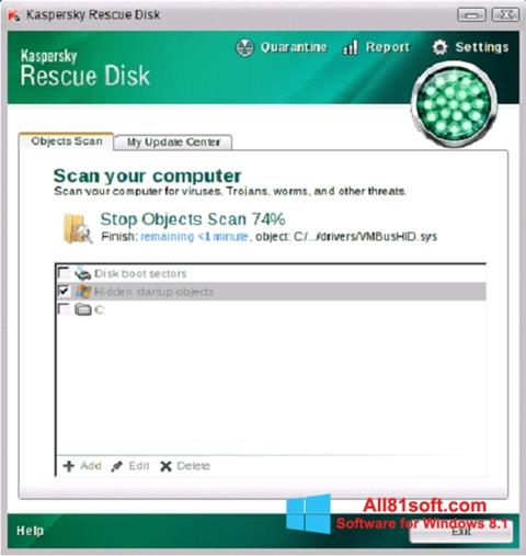 Screenshot Kaspersky Rescue Disk untuk Windows 8.1