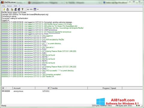 Screenshot FileZilla Server untuk Windows 8.1
