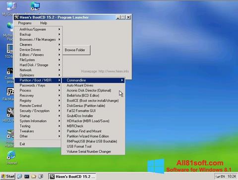 Screenshot Hirens Boot CD untuk Windows 8.1
