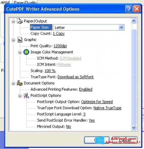 Screenshot CutePDF Writer untuk Windows 8.1