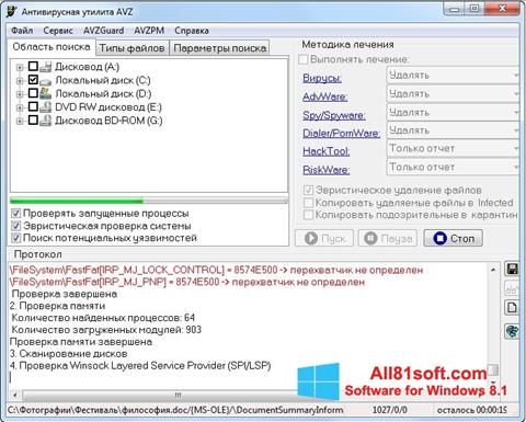 Screenshot AVZ untuk Windows 8.1