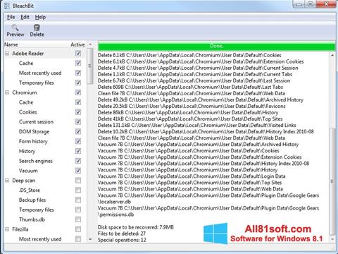 Screenshot BleachBit untuk Windows 8.1
