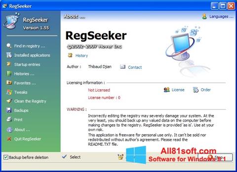Screenshot RegSeeker untuk Windows 8.1