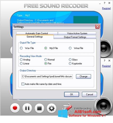 Screenshot Free Sound Recorder untuk Windows 8.1