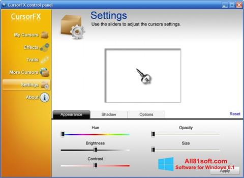 Screenshot CursorFX untuk Windows 8.1