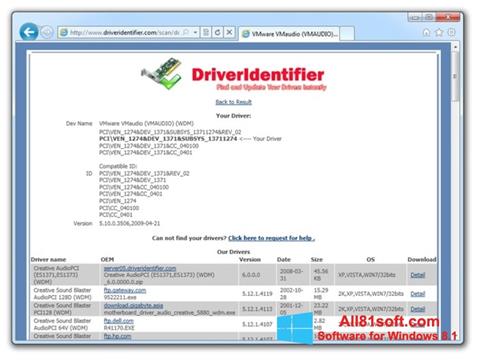 Screenshot Driver Identifier untuk Windows 8.1