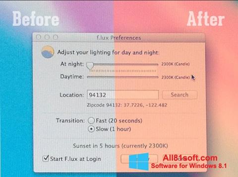 Screenshot F.lux untuk Windows 8.1