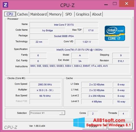 Screenshot CPU-Z untuk Windows 8.1