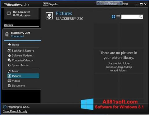 Screenshot BlackBerry Link untuk Windows 8.1