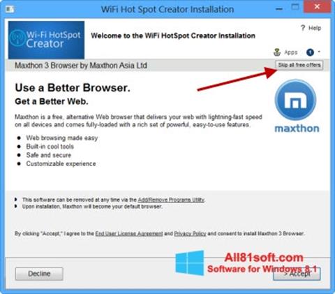 Screenshot Wi-Fi HotSpot Creator untuk Windows 8.1