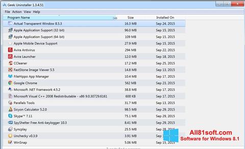 Screenshot Geek Uninstaller untuk Windows 8.1