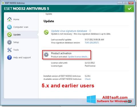 Screenshot ESET NOD32 untuk Windows 8.1