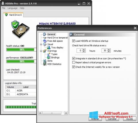 Screenshot HDDlife untuk Windows 8.1