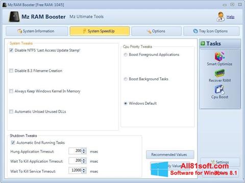 Screenshot Mz RAM Booster untuk Windows 8.1