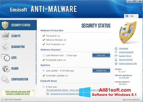 Screenshot Emsisoft Anti-Malware untuk Windows 8.1