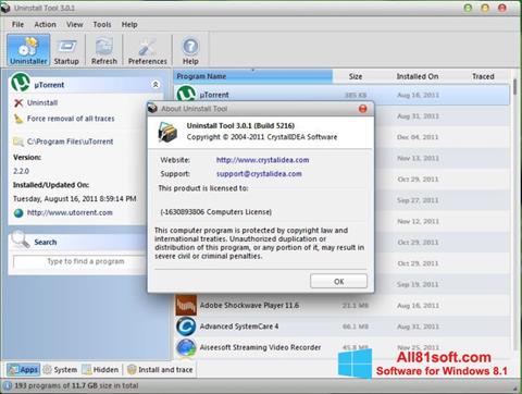 Screenshot Uninstall Tool untuk Windows 8.1