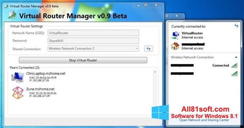Screenshot Virtual Router Manager untuk Windows 8.1