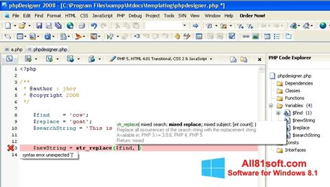 Screenshot phpDesigner untuk Windows 8.1