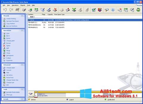 Screenshot Acronis Disk Director Suite untuk Windows 8.1
