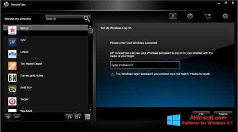 Screenshot HP SimplePass untuk Windows 8.1