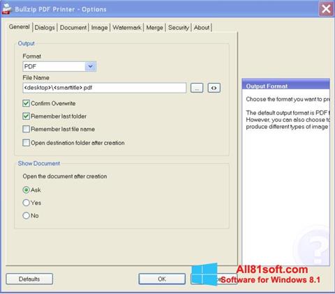 Screenshot BullZip PDF Printer untuk Windows 8.1