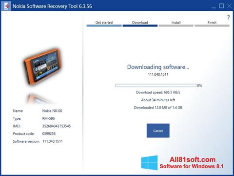 Screenshot Nokia Software Recovery Tool untuk Windows 8.1