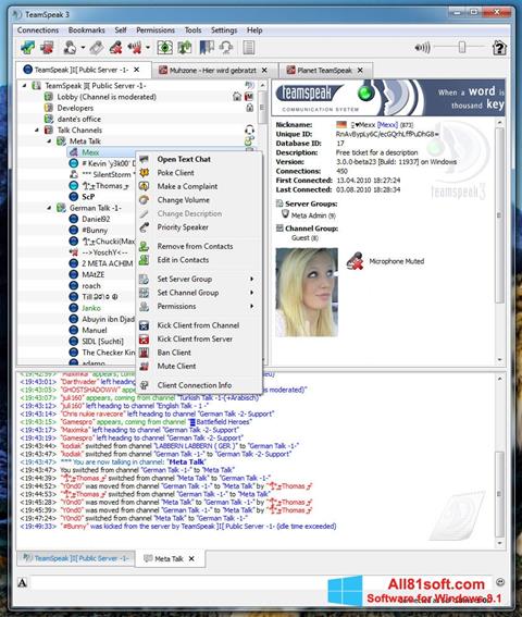 Screenshot TeamSpeak untuk Windows 8.1