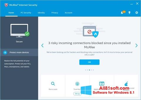 Screenshot McAfee Internet Security untuk Windows 8.1