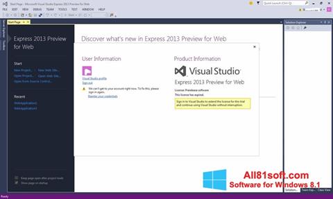 Screenshot Microsoft Visual Studio Express untuk Windows 8.1
