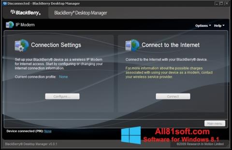 Screenshot BlackBerry Desktop Manager untuk Windows 8.1