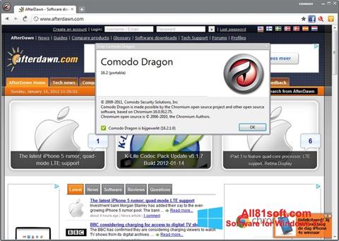 Screenshot Comodo Dragon untuk Windows 8.1