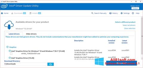 Screenshot Intel Driver Update Utility untuk Windows 8.1