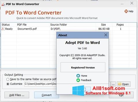 Screenshot PDF to Word Converter untuk Windows 8.1