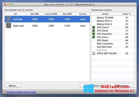 Screenshot Macs Fan Control untuk Windows 8.1
