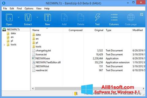 Screenshot Bandizip untuk Windows 8.1