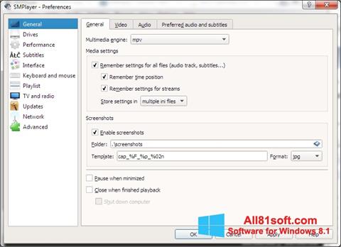 Screenshot SMPlayer untuk Windows 8.1