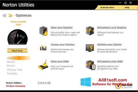 Screenshot Norton Utilities untuk Windows 8.1