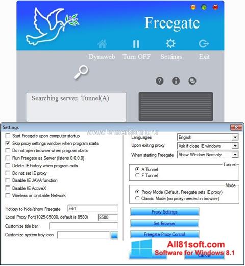 Screenshot Freegate untuk Windows 8.1