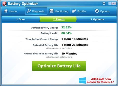 Screenshot Battery Optimizer untuk Windows 8.1