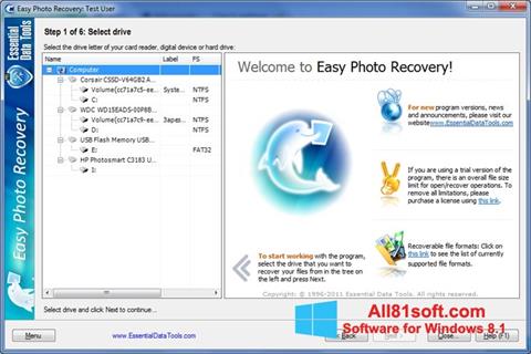 Screenshot Easy Photo Recovery untuk Windows 8.1