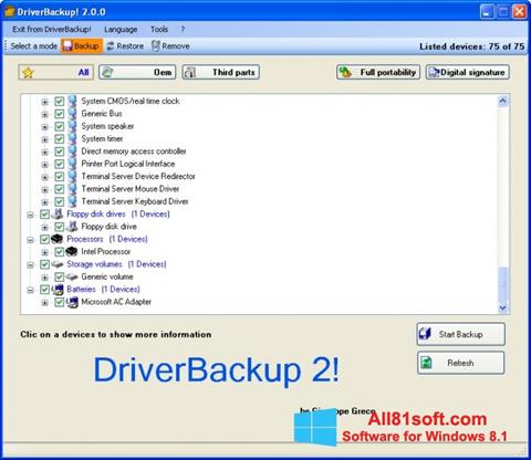 Screenshot Driver Backup untuk Windows 8.1
