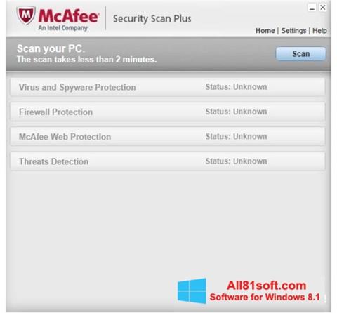 Screenshot McAfee Security Scan Plus untuk Windows 8.1