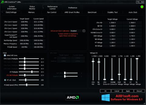 Screenshot AMD Overdrive untuk Windows 8.1