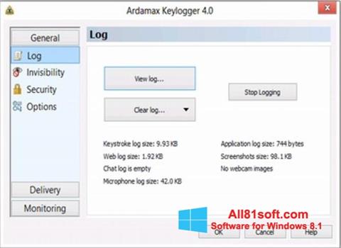 Screenshot Ardamax Keylogger untuk Windows 8.1